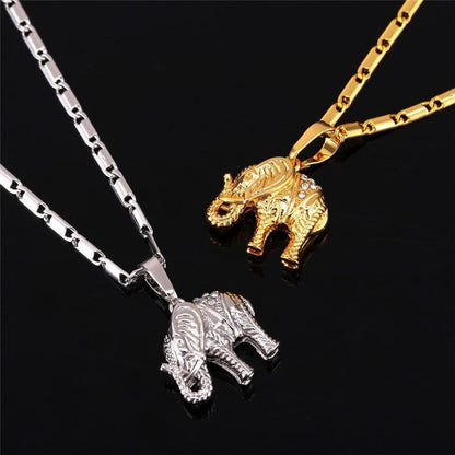 18K Gold/Platinum Plated Elephant Crystal Necklace - WikiWii