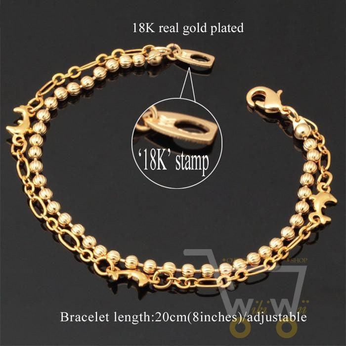 18K Real Gold Plated Lovely Small Dolphin Charm Bracelet - WikiWii