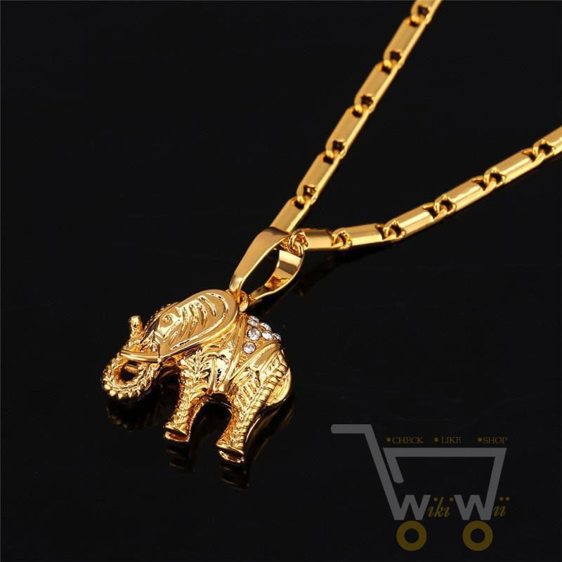 18K Gold/Platinum Plated Elephant Crystal Necklace - WikiWii