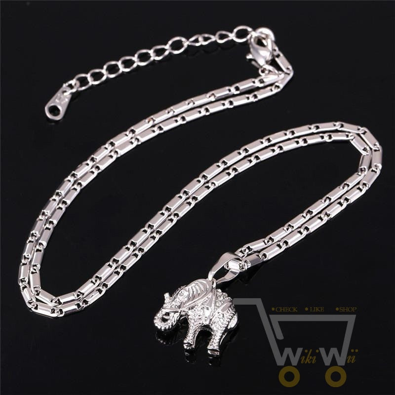 18K Gold/Platinum Plated Elephant Crystal Necklace - WikiWii