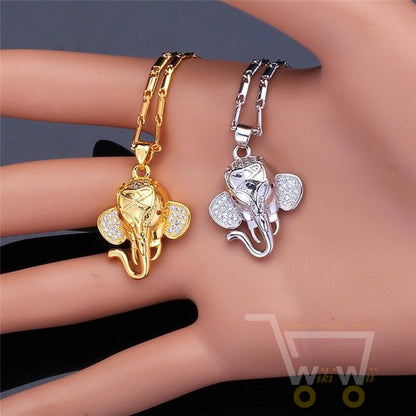 18K Gold / Platinum Plated Indian Elephant Necklace - WikiWii