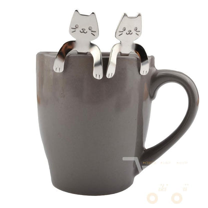 2Pcs Stainless Steel Mini Cat Coffee & Tea Spoon - WikiWii