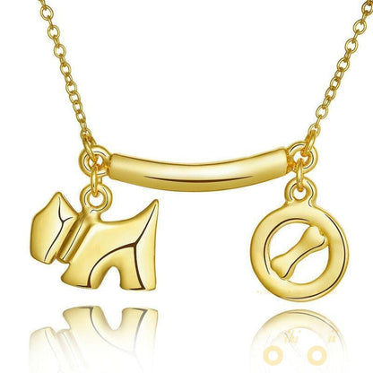 18 kg gold plated dog with bone pendants necklaces - WikiWii