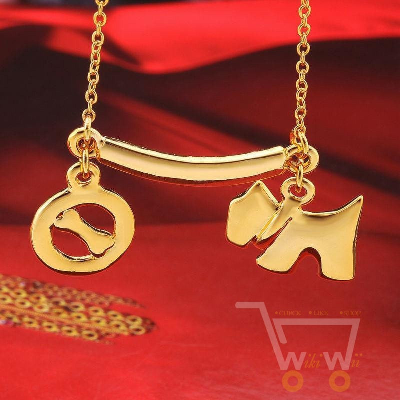 18 kg gold plated dog with bone pendants necklaces - WikiWii