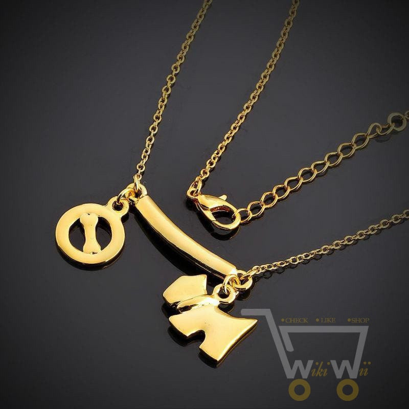 18 kg gold plated dog with bone pendants necklaces - WikiWii