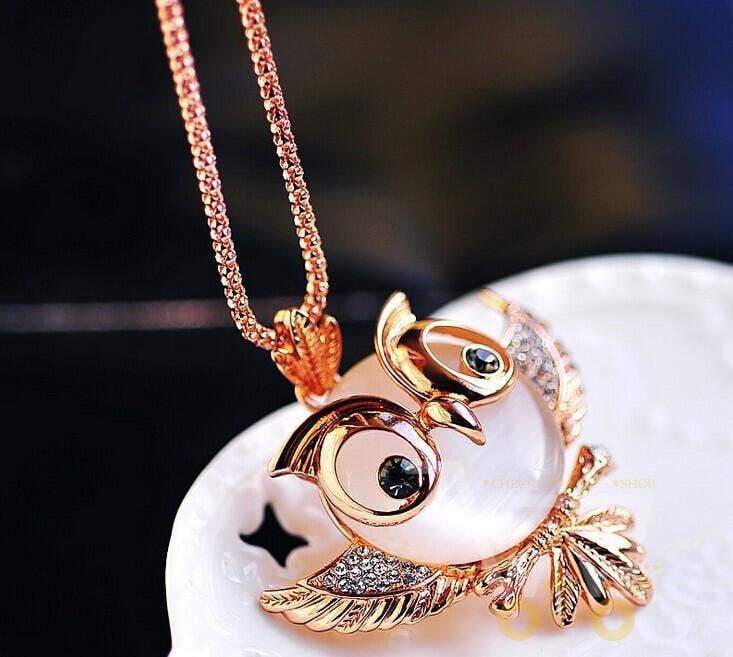 18k Gold plated New Trendy Owl Long Necklace - WikiWii