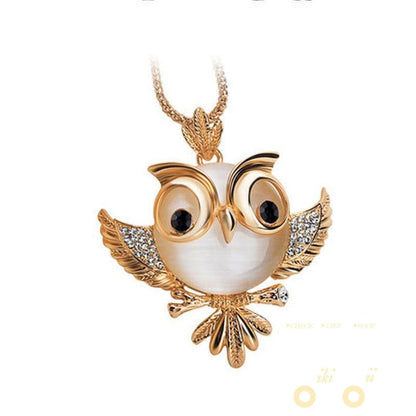 18k Gold plated New Trendy Owl Long Necklace - WikiWii