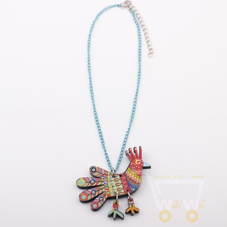 Acrylic Pattern Chicken Necklace - WikiWii