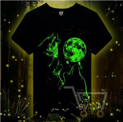 3D Glow in the Dark Wolf Printed T-Shirt - WikiWii