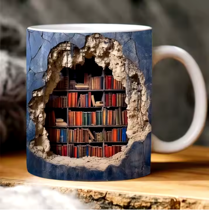 3D Bookshelf Coffee Mugs