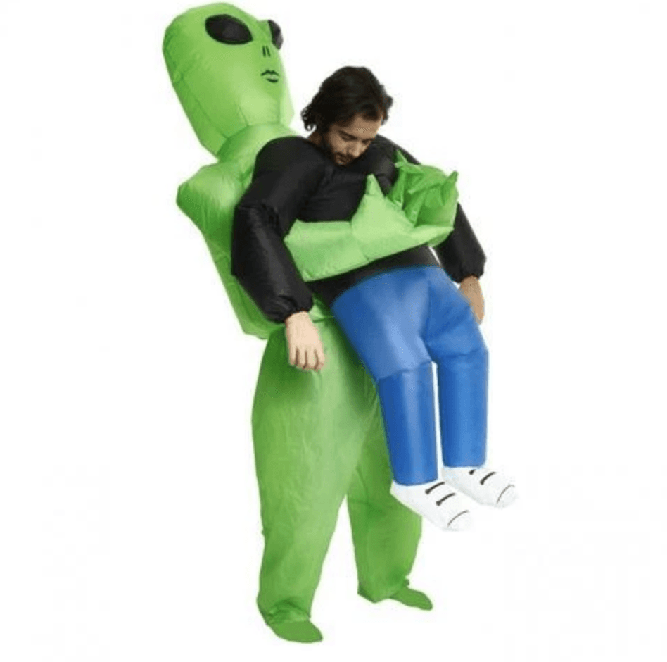 Green Alien Carrying Human Costume - WikiWii