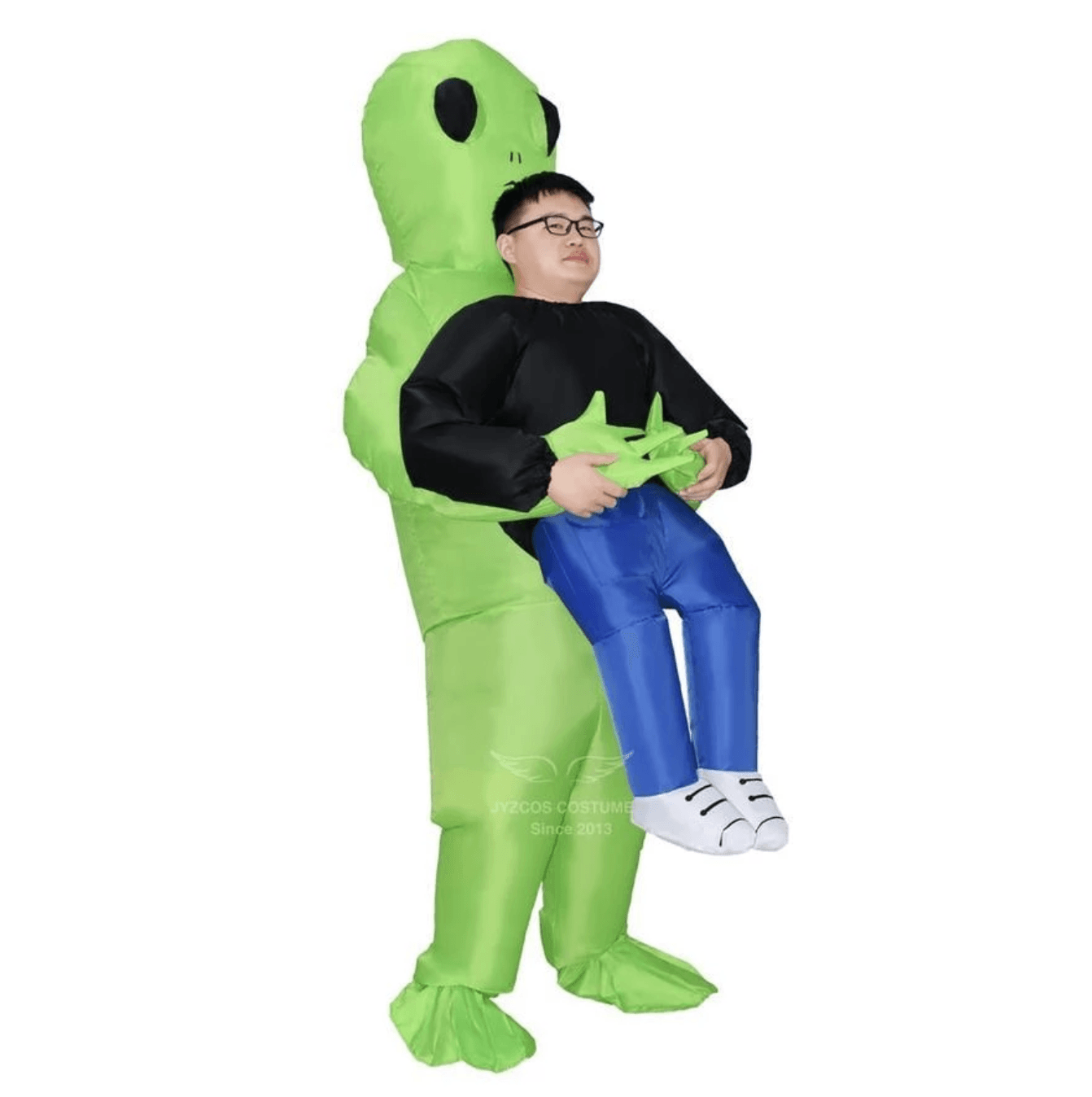 Green Alien Carrying Human Costume - WikiWii