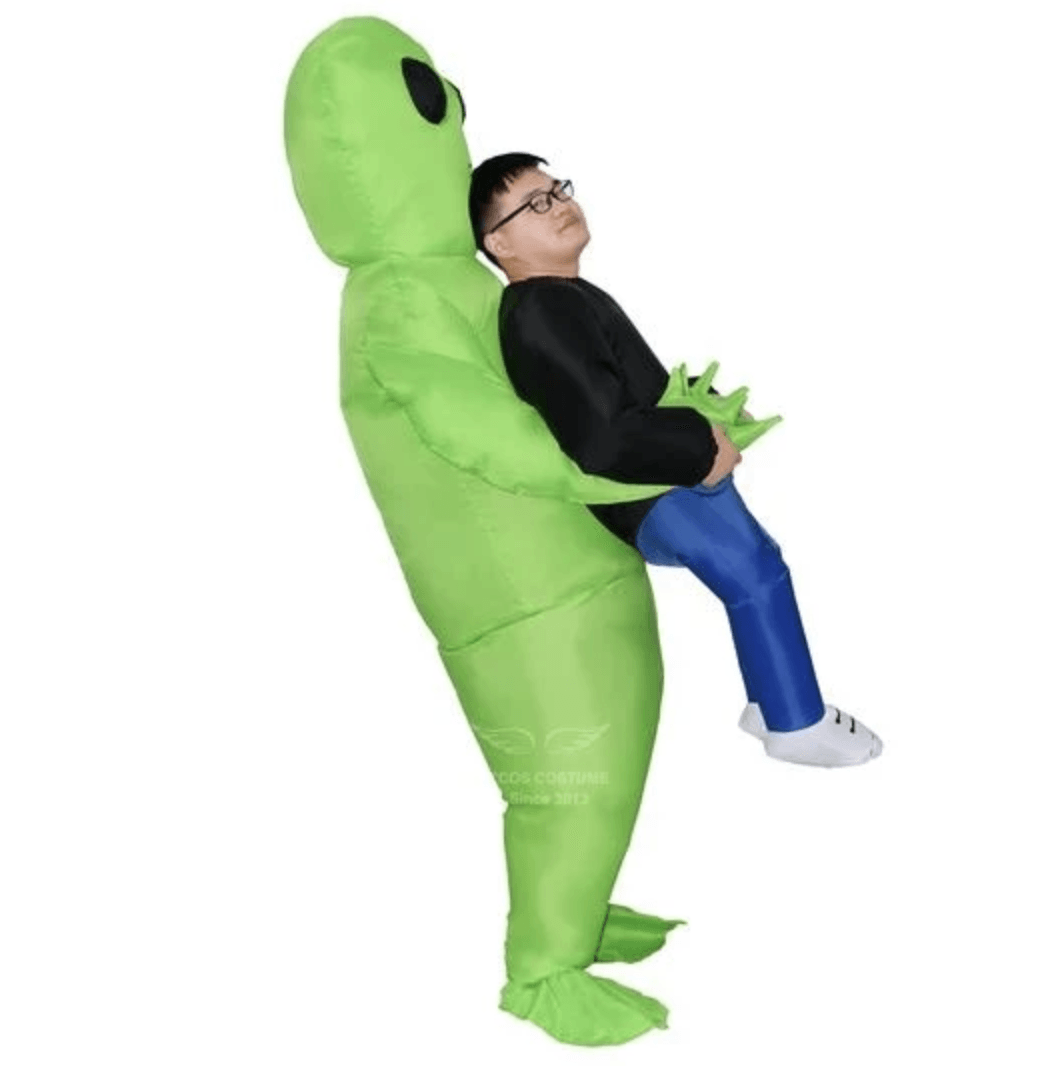 Green Alien Carrying Human Costume - WikiWii