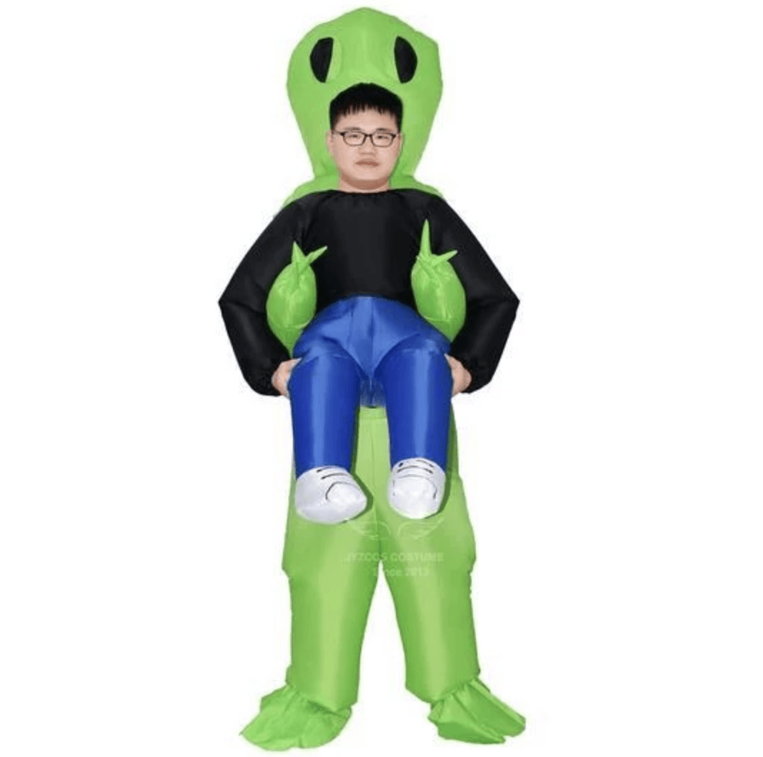 Green Alien Carrying Human Costume - WikiWii