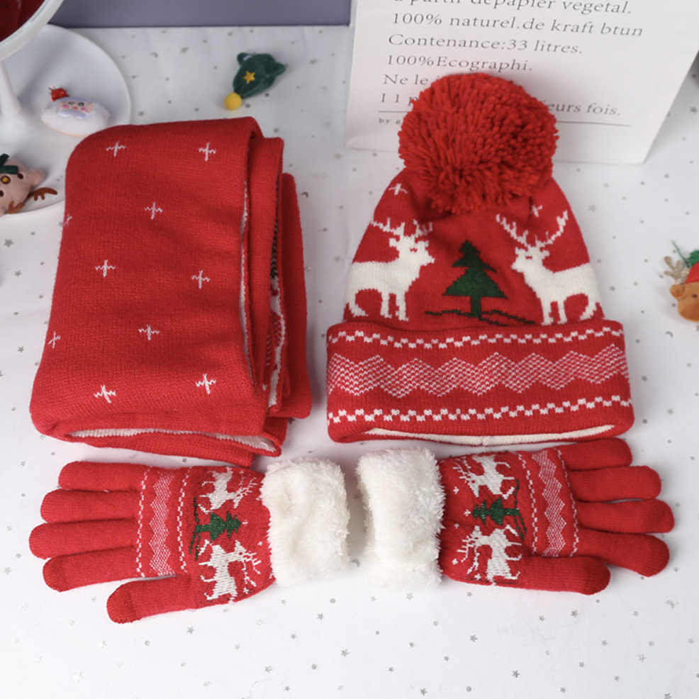 🌲 Big Discount : Christmas Scarf + Hat + Gloves