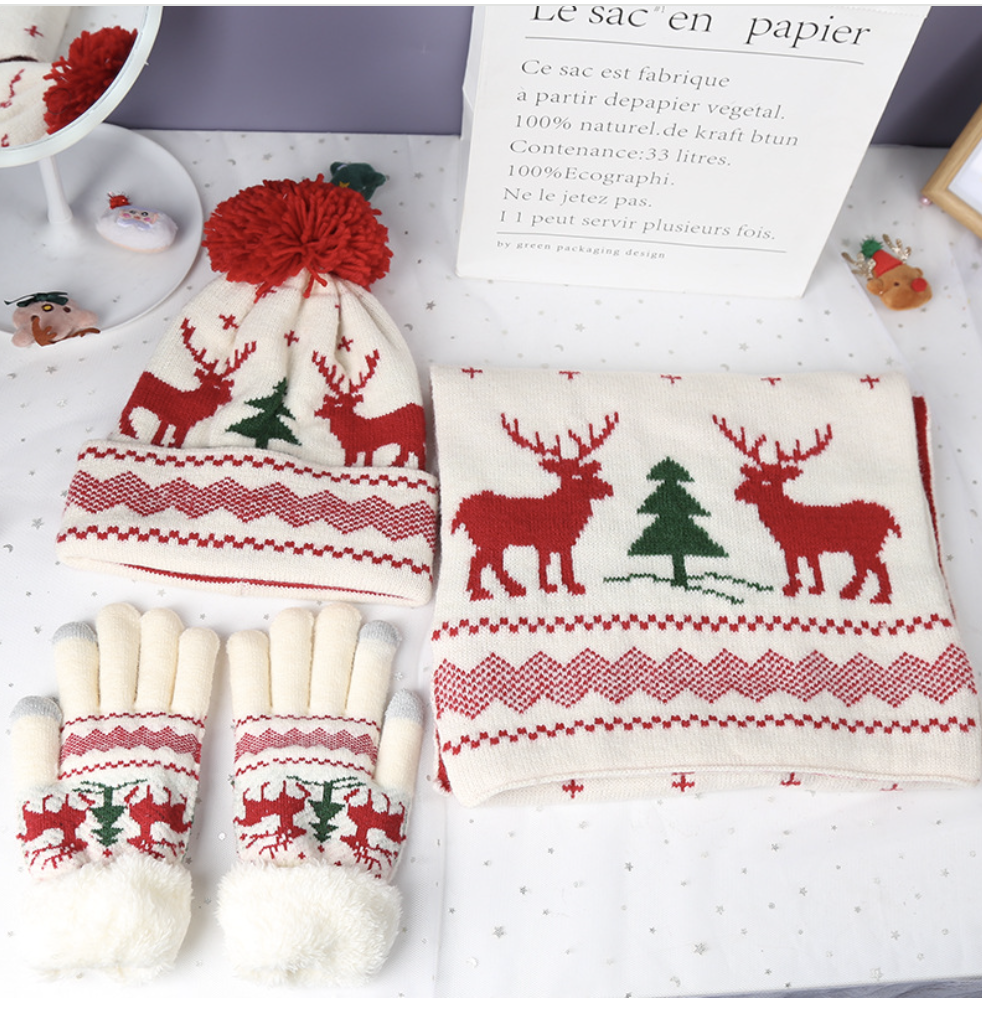 🌲 Big Discount : Christmas Scarf + Hat + Gloves