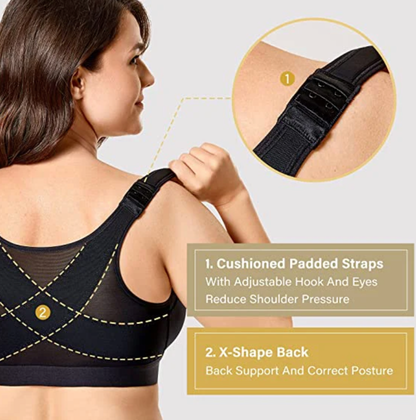 Cozy SENIORS BRA® WOMEN'S 18-HOUR FRONT CLOSURE WIRELESS BACK SUPPORT POSTURE FULL COVERAGE BRA