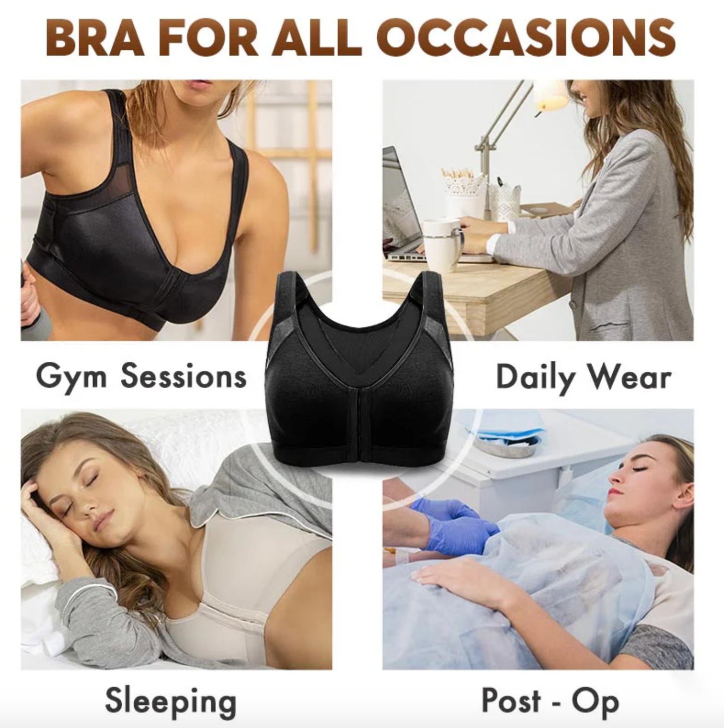 Cozy SENIORS BRA® WOMEN'S 18-HOUR FRONT CLOSURE WIRELESS BACK SUPPORT POSTURE FULL COVERAGE BRA