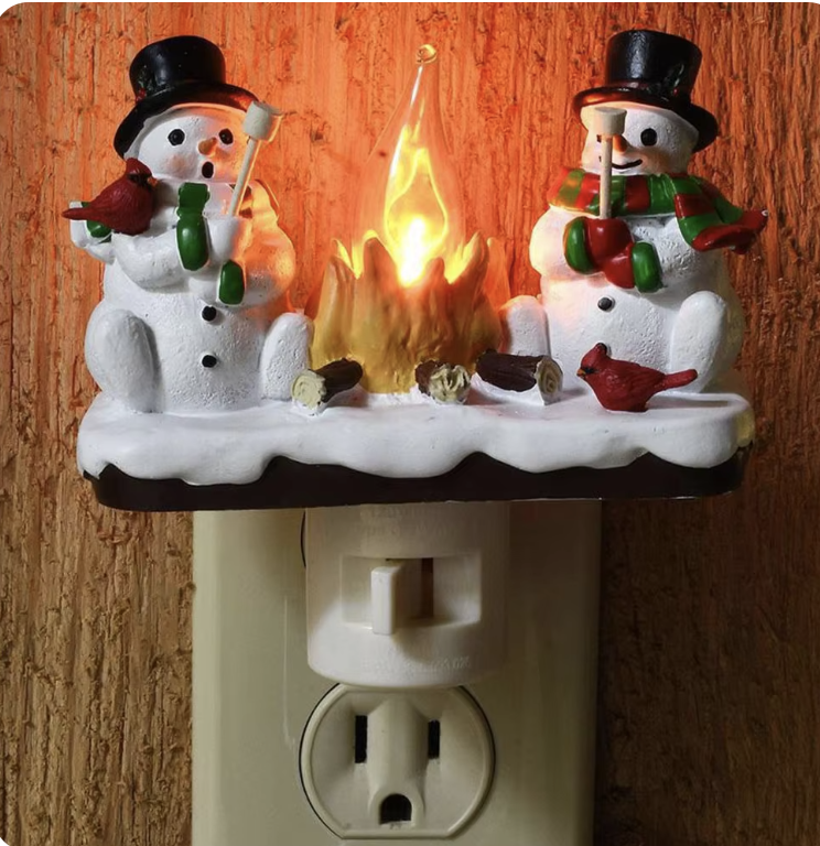 Snowman Christmas flickering night light
