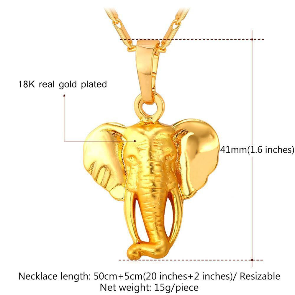 18k Gold Plated Lucky  Elephant Necklace - WikiWii