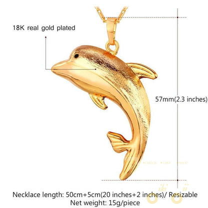 18K Gold/Platinum Plated Dolphin Necklace - WikiWii