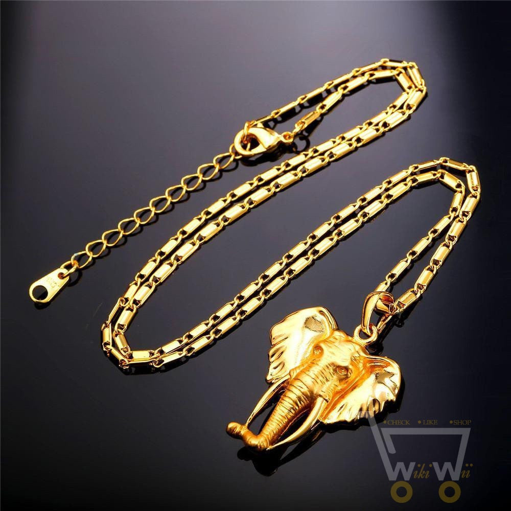 18k Gold Plated Lucky  Elephant Necklace - WikiWii