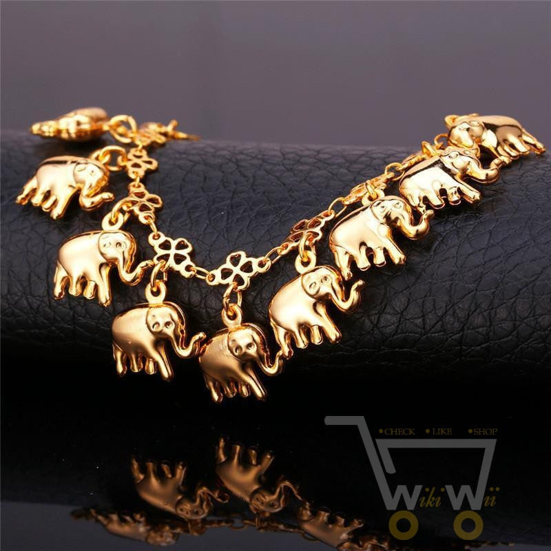 18K Gold /Platinum Plated  Elephant Anklet Bracelets - WikiWii