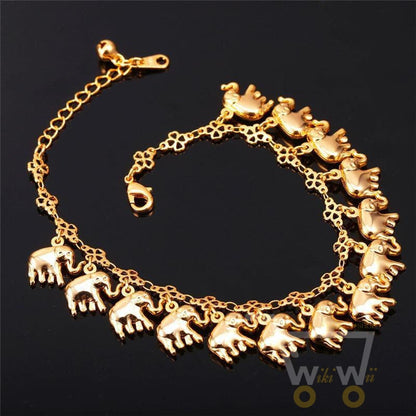 18K Gold /Platinum Plated  Elephant Anklet Bracelets - WikiWii