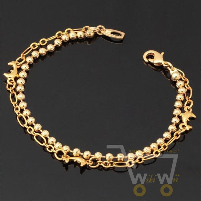 18K Real Gold Plated Lovely Small Dolphin Charm Bracelet - WikiWii