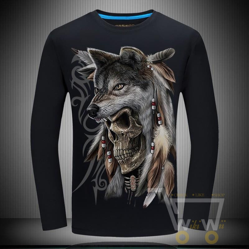 3D Wolf Printed Men's T-Shirt - WikiWii