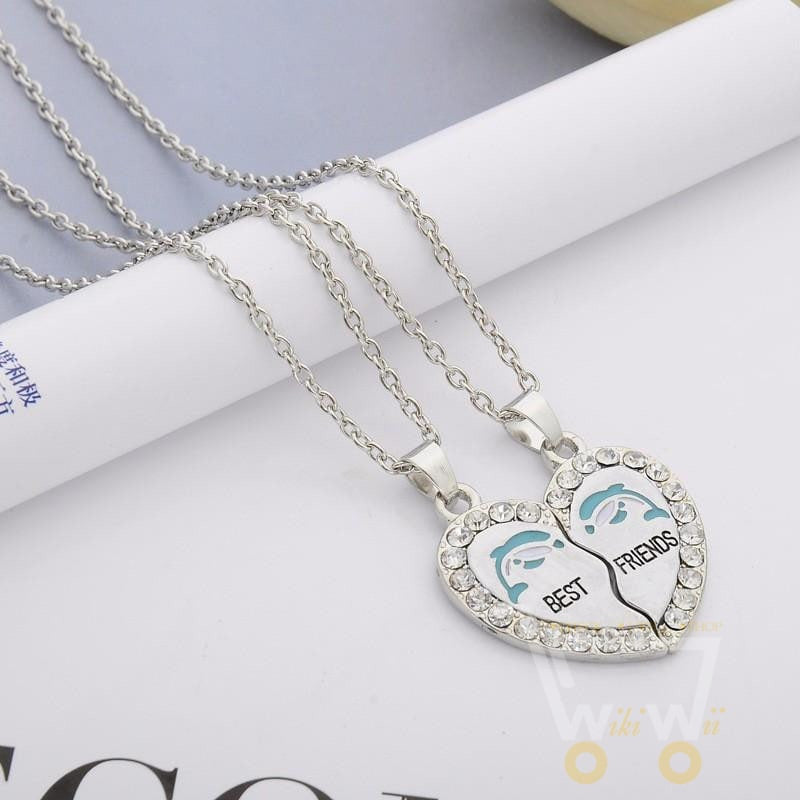 Best Friends dolphin heart shape necklace - WikiWii