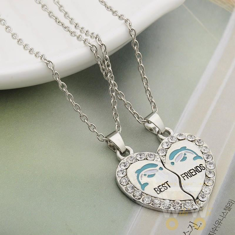 Best Friends dolphin heart shape necklace - WikiWii