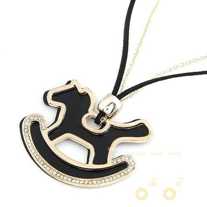 Black gold horse necklace - WikiWii