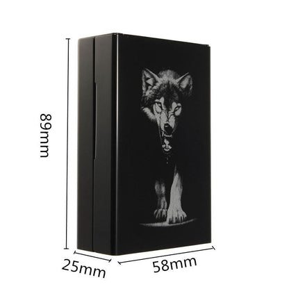 Black Wolf Metal Cigarette Case- Automatic Cigarette Holder - WikiWii