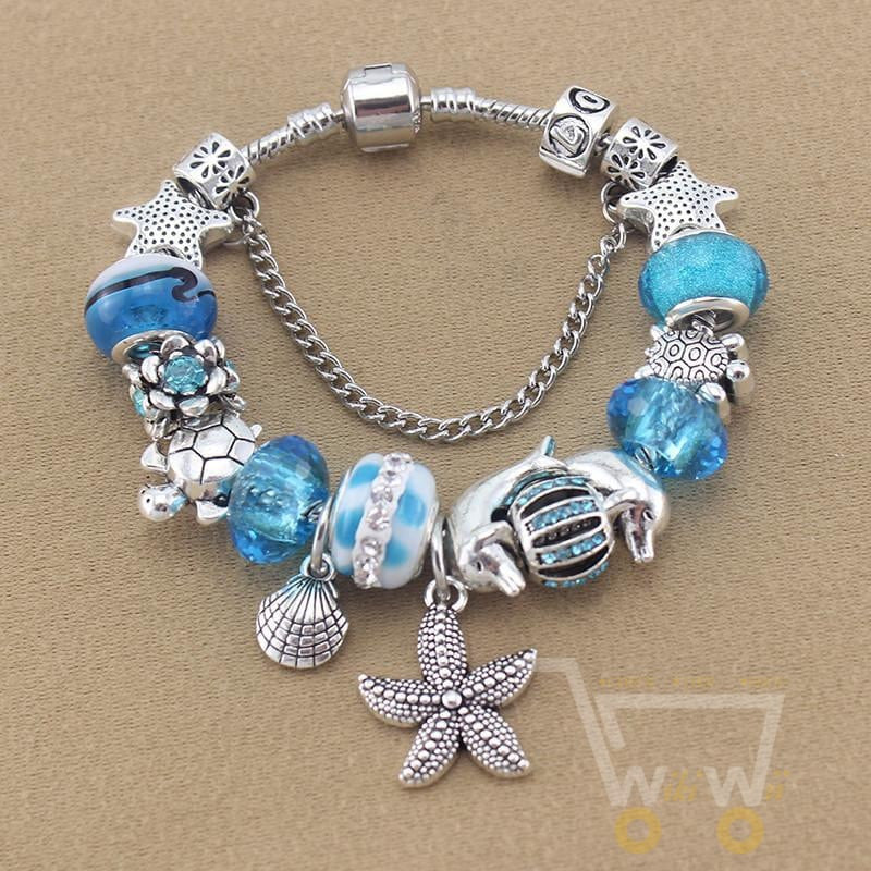 Blue Beads bracelets Starfish / Sea Turtle / Dolphin - WikiWii