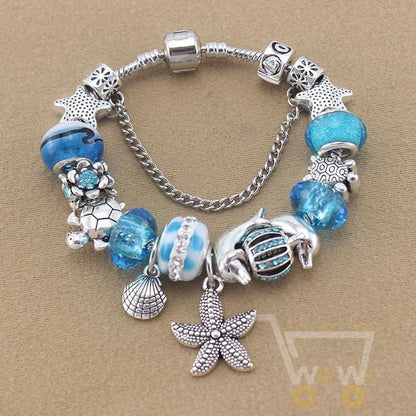 Blue Beads bracelets Starfish / Sea Turtle / Dolphin - WikiWii