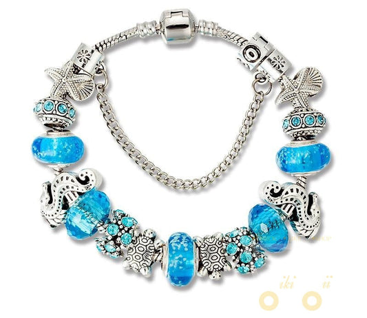 Blue Charm Bracelet Sea horse // Sea turtle - WikiWii