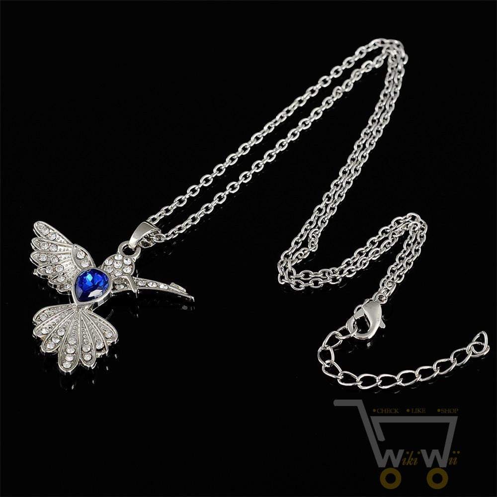 Blue Rhinestone Hummingbird Necklace - WikiWii