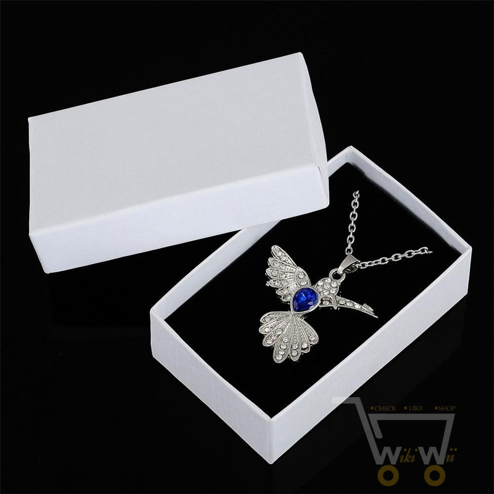 Blue Rhinestone Hummingbird Necklace - WikiWii