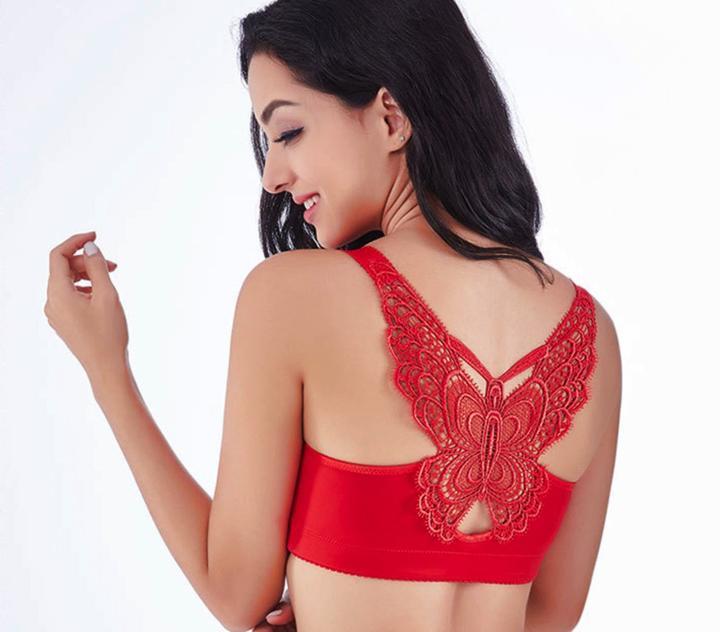 Handmade Butterfly Embroidery Wireless Bra - WikiWii