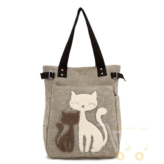 canvas bag with cute cat Appliques - WikiWii