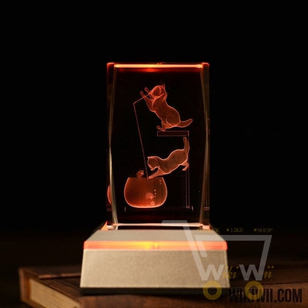 Cat laser carving Crystals - WikiWii