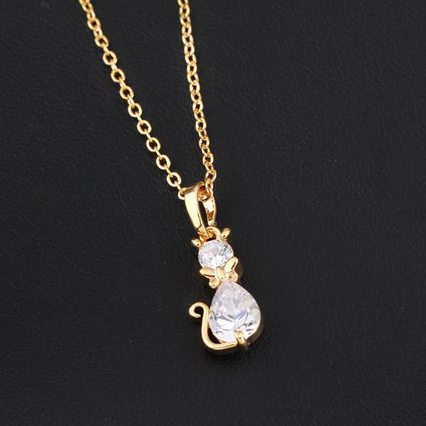 Cat Shape Animal  Necklace with 18 Kg gold plated - WikiWii