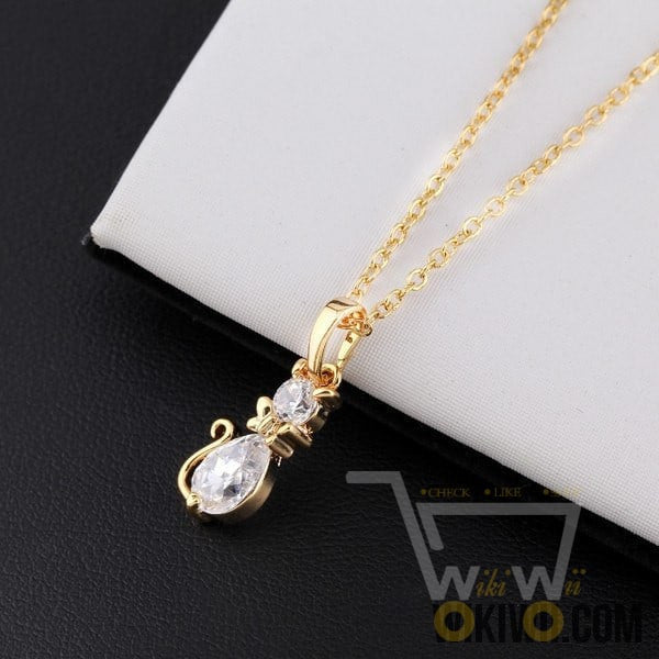 Cat Shape Animal  Necklace with 18 Kg gold plated - WikiWii