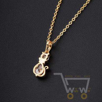 Cat Shape Animal  Necklace with 18 Kg gold plated - WikiWii