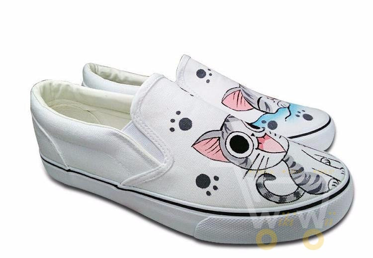 Cat Shoes Hand Painted Canvas Sneaker - WikiWii