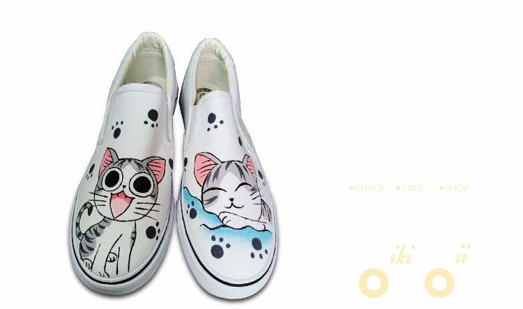 Cat Shoes Hand Painted Canvas Sneaker - WikiWii