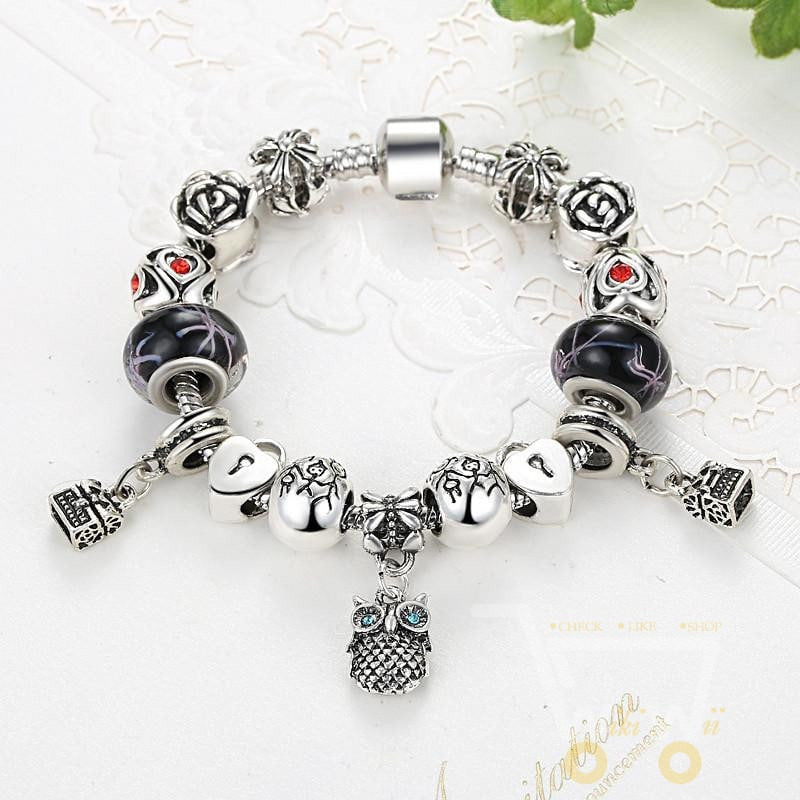 Charm Beads Owl  Bracelet - WikiWii