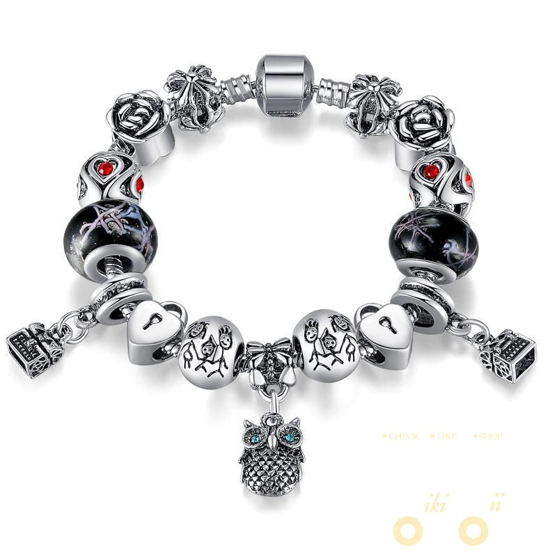 Charm Beads Owl  Bracelet - WikiWii