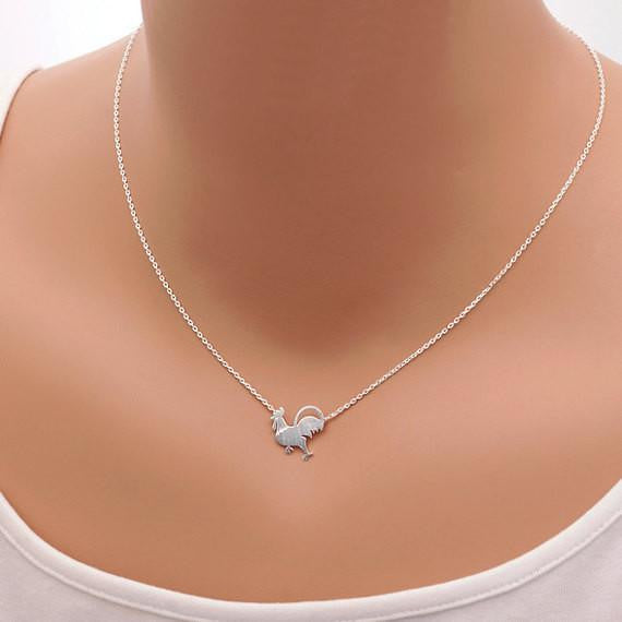 Chicken Necklace Silver Gold Plated - WikiWii